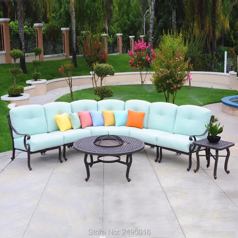 

Luxury furniture Half-Moon Sectional couch garden Sofa set Cast-aluminum outdoor terrace anti rust waterproof for patio,Hotel