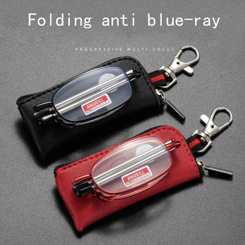 

New folding anti blue-ray light reading glasses for men and women portable retractable glasses legs delivered glasses case