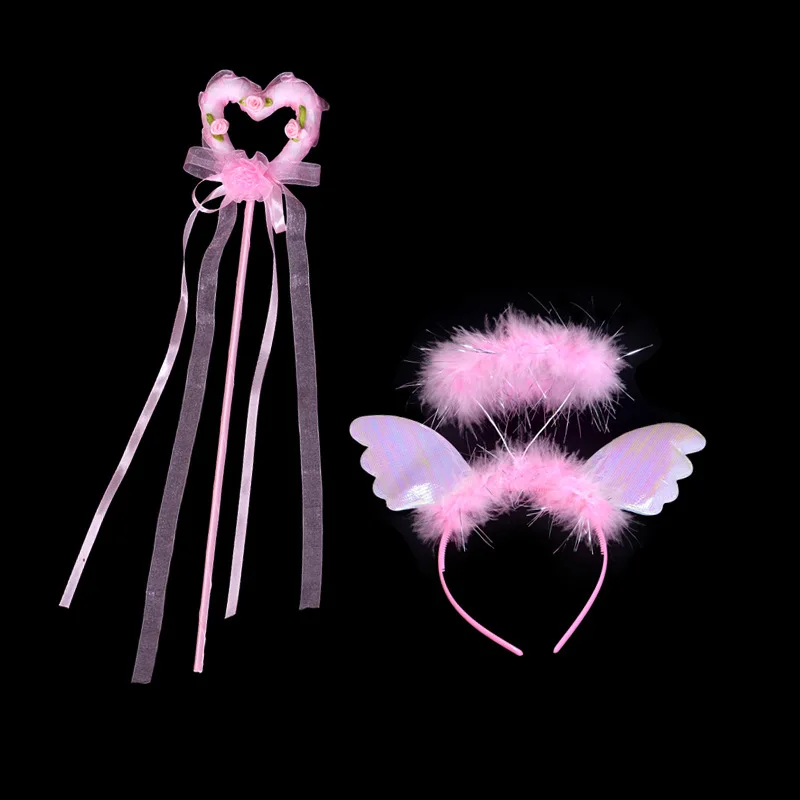 

Kid Fashion Heart-shaped Fairy Wand Stick Halo Hairband Headband Headdress Garland For Party Costume Wedding Festival