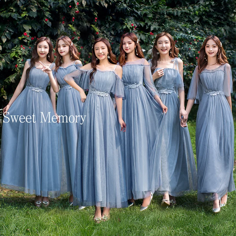 

O43 Grey Blue Pink Champagne Bridesmaid Dresses Elegant Women Wedding Guest Party Dress Long Graduation Formal Prom Gowns