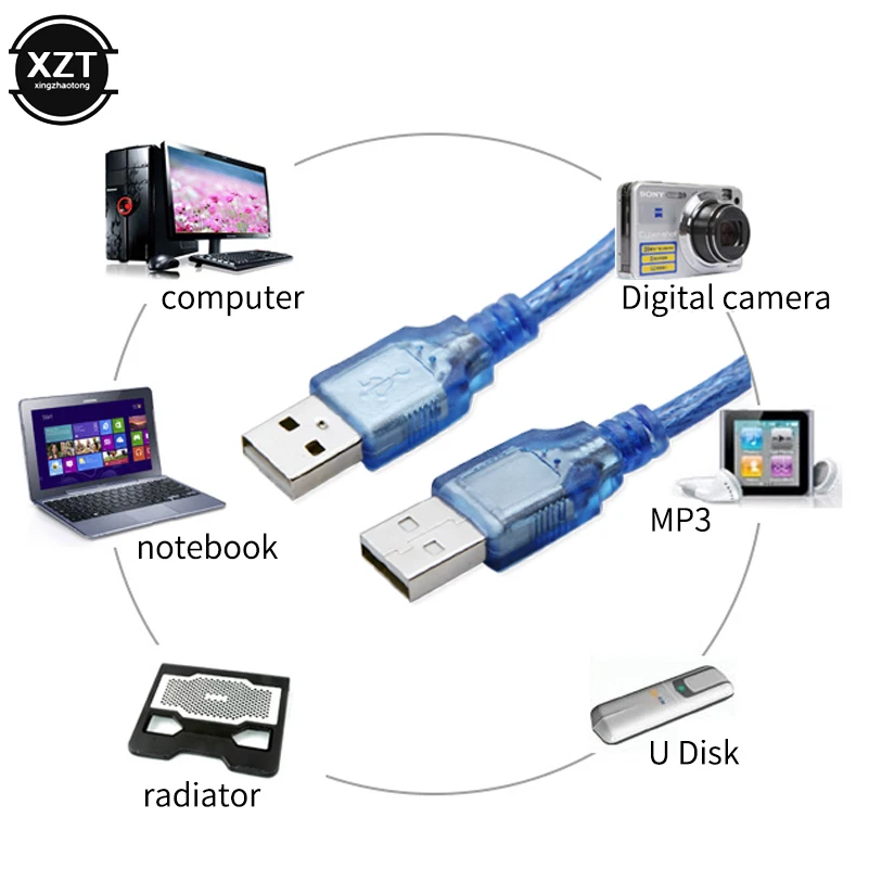 New USB 2.0 Male To Male Cable USB Type A Cable Extender Wire 0.3M 0.5M 1M 1.5M 3M Camera Hard Disk