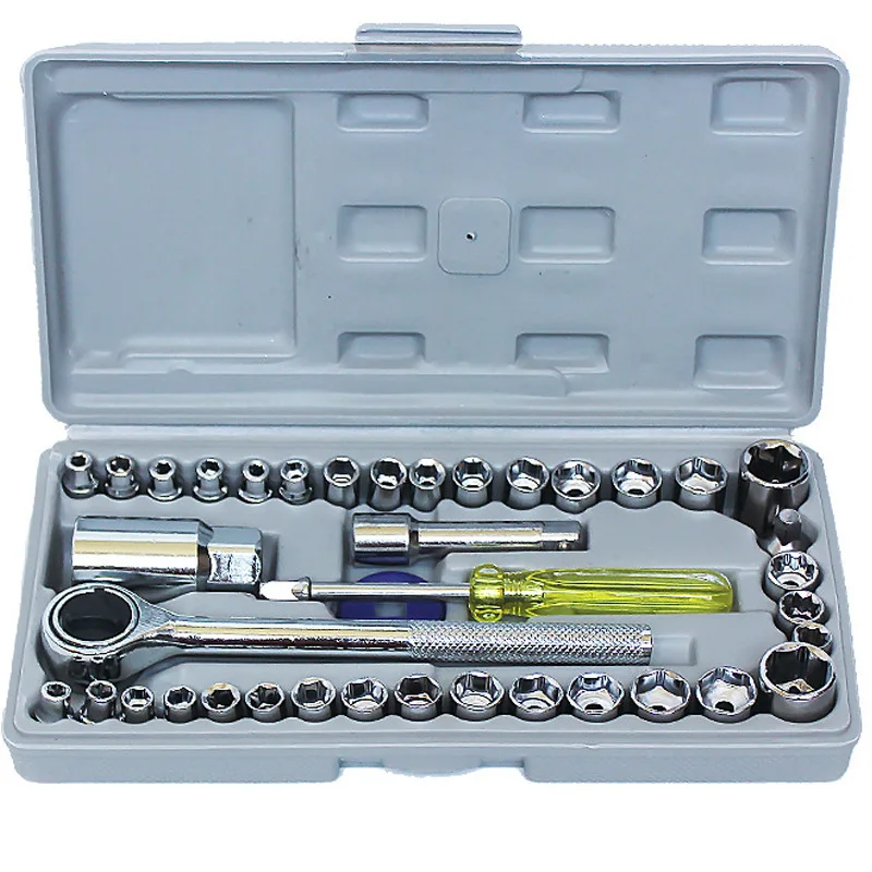 

40pcs Combination Socket Wrench Tools Key Hand Tool Set Spanner Wrench Socket Hand Tools Wrench Garage Tools Car Wrench Ratchet