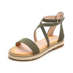 Sandals flat comfort women hemp rope style fashion peep-toe joker new summer leather breathable sandals & # 39 'S size 40 and 41