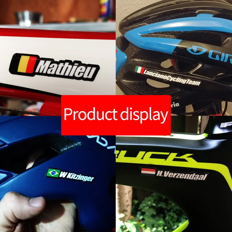 Flag and Name Stickers Custom Mountain Bike Frame Logo Personal Name Decals Custom Rider ID Sticker Road Bicycle Decals