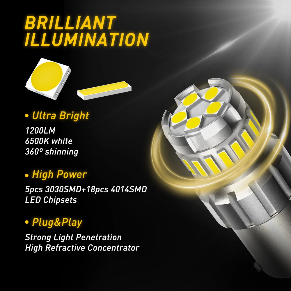 2 sztuk 1156 BA15S P21W LED T15 W16W P27W 7440 W21W W21/5 W LED żarówki 1157 bay15d P21/5 W LED sygnał samochodowy lampa hamulca rewers światła samochodowe — zdjęcie 5