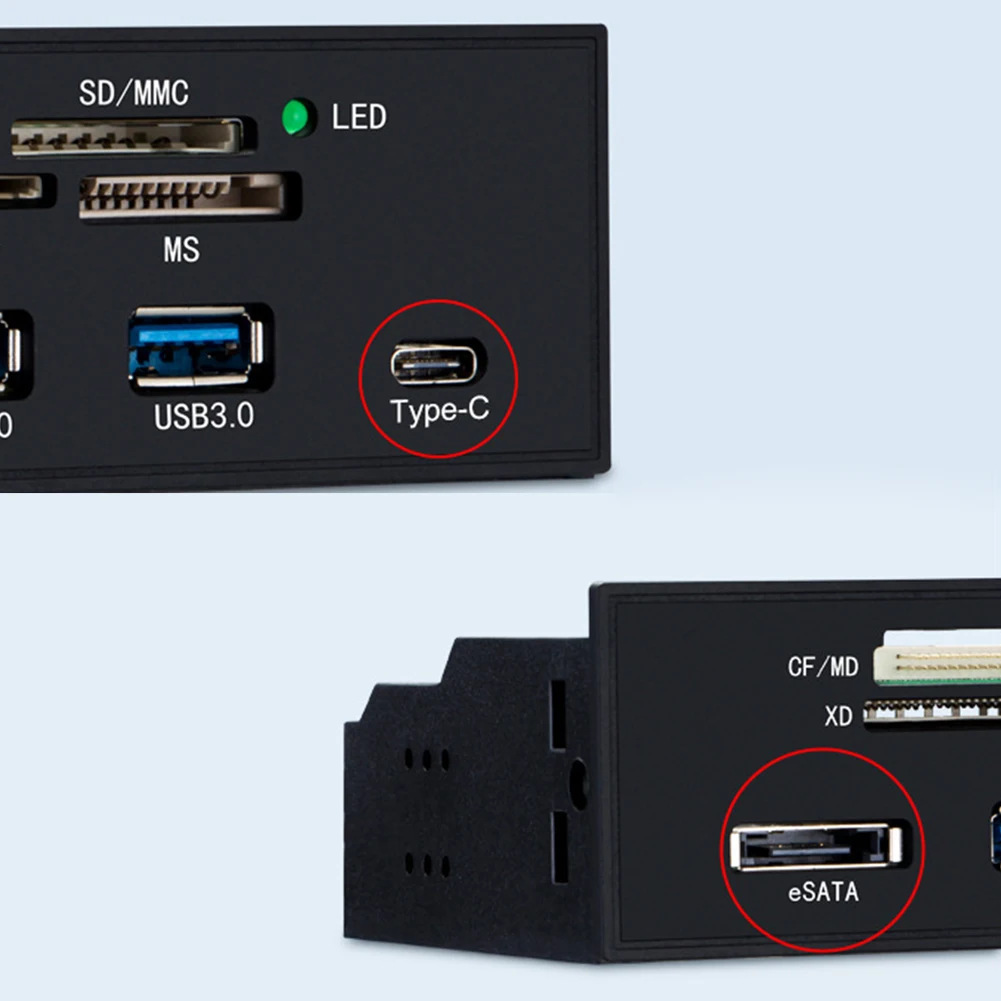 Multi-Porta PC del Pannello Frontale Interna USB3.0 eSATA Tipo-C TF Sd Card Reader Hub