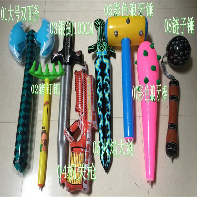 New Pvc Inflatable Knife and Fork Sword Stick Weapon Hammer Sword Stick Axe Props Children\'s Toys Birthday Gift Balloon