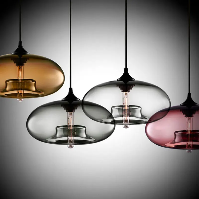 Nordic Modern hanging loft 7 Color Glass lustre Pendant Lamp industrial decor Lights Fixtures E27/E26 for Kitchen Restaurant