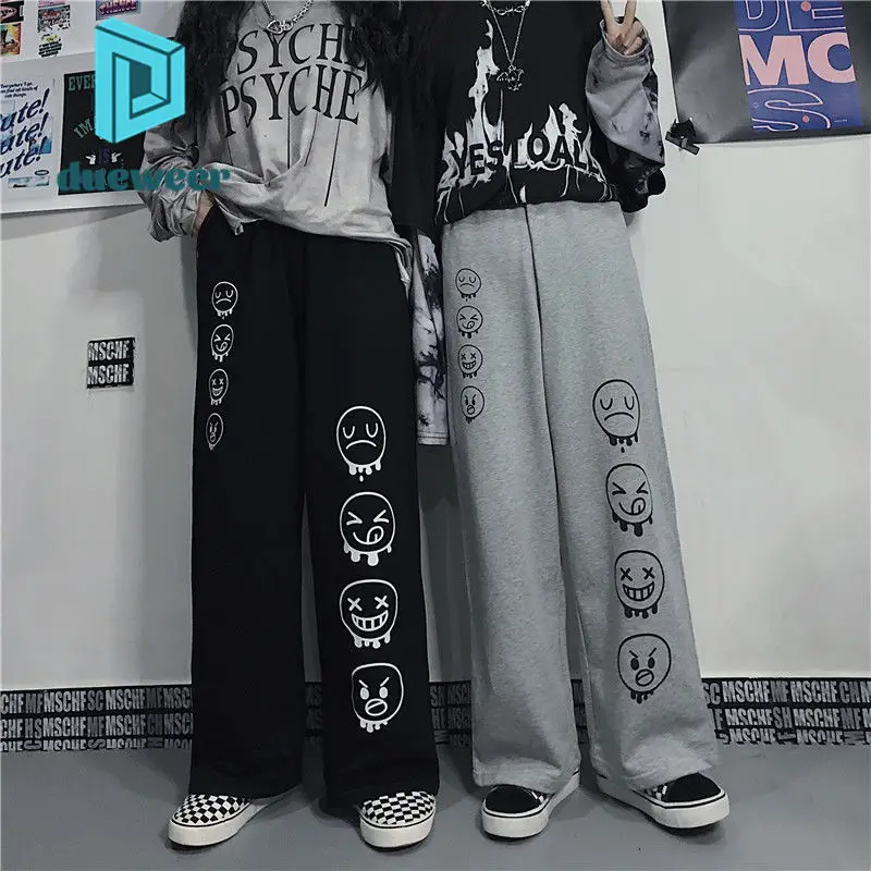 

DUEWEER Men Women Cute Cartoon Print Casual Pants Large Size Wide Leg Straight Trousers Harajuku Y2K Streetwear Korean Fashion