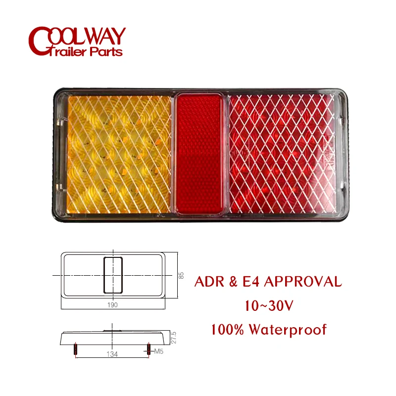 

1 шт. E4 ADR одобренный грузовик комбинированные светодиодные фонари лампа хвостовой указатель поворота стоп-тормоз погружные детали для прицепа для лодок