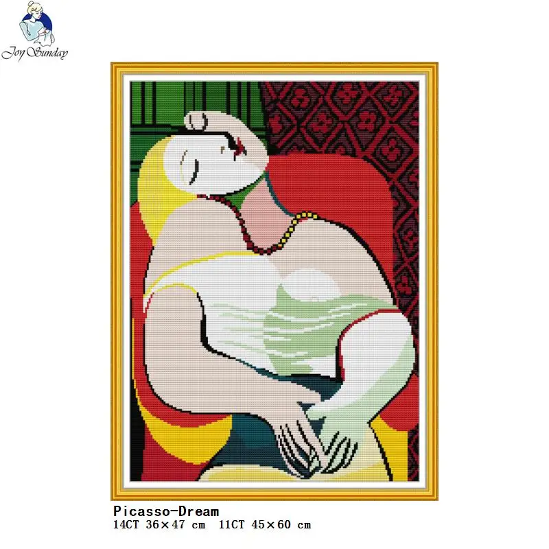 Picasso artystyczny obraz serii Cross zestaw do szycia 14CT 11CT na płótnie nadrukowany haft zestaw DIY abstrakcyjny charakter wzór robótki