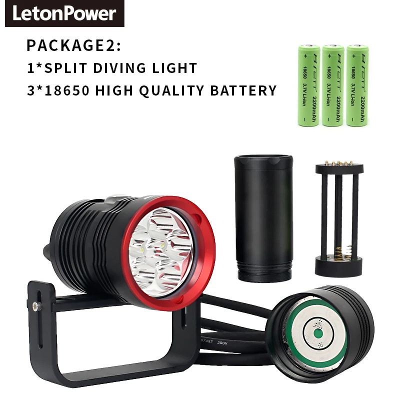 Imagem -05 - Letonpower Canister Lâmpada de Mergulho Luz Técnica Destacada Flashlight6xl2 10000lm Tocha Subaquática Led