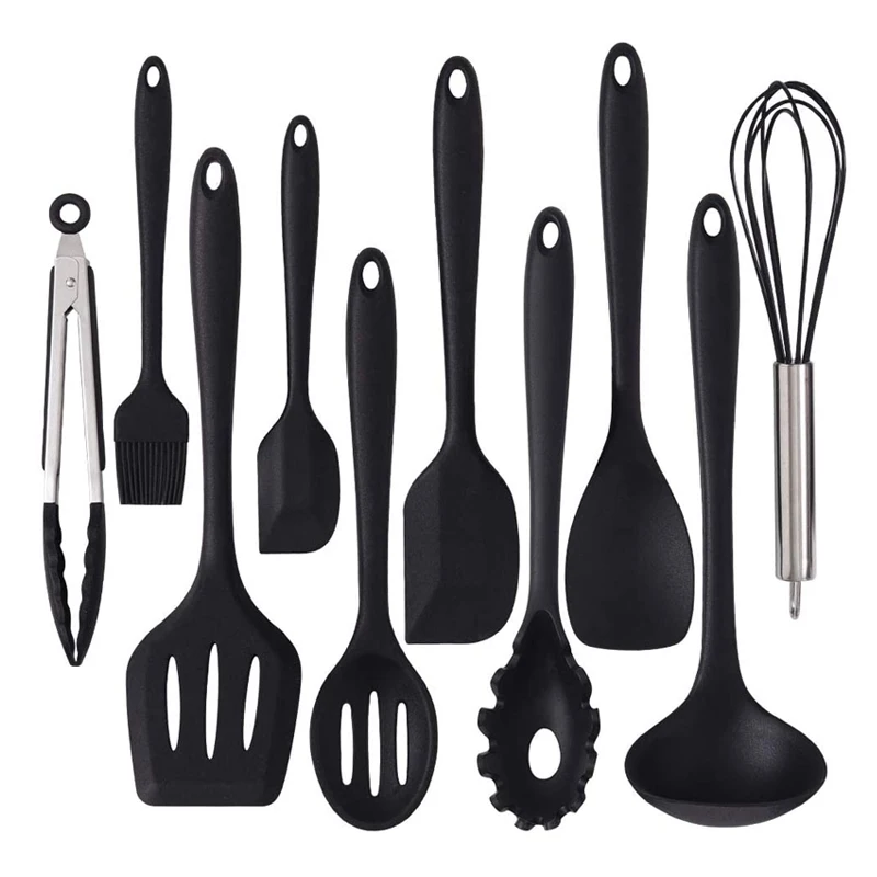 

Silicone Cooking Utensils Set 10 Pcs Kitchen Utensil Set With Holder Spatula Set Non Toxic Heat Resistant Nonstick Silicone Hand