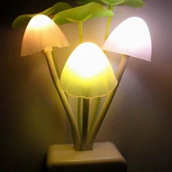 New Party Creativity Light EU / US Plug Light Sensor 3 LED Colorful Mushroom Lamp AC110V 220V Night Lights for Baby Bulbs AC