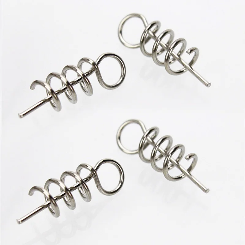 50 or 100pcs/Lot Spring Lock Pin Crank Hook Fishing Connector Stainless Steel Swivels & Snap Soft Bait Fishing Accessories Pesca