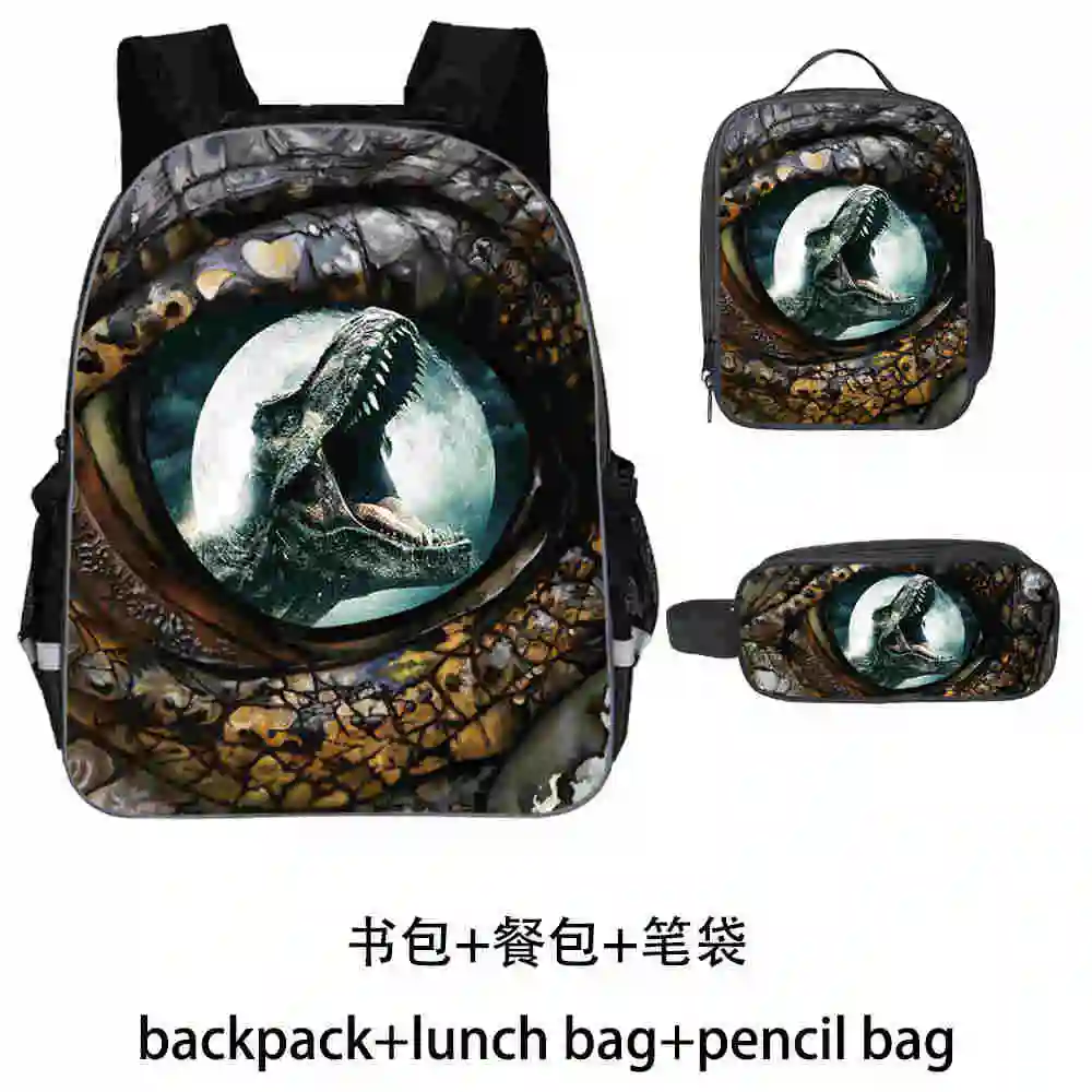 

T-REX Dinosau Backpack Set Teenagers Boys Girls Toddler Animal Kid School Book Bags Men Women Rock Mochila Bolsa