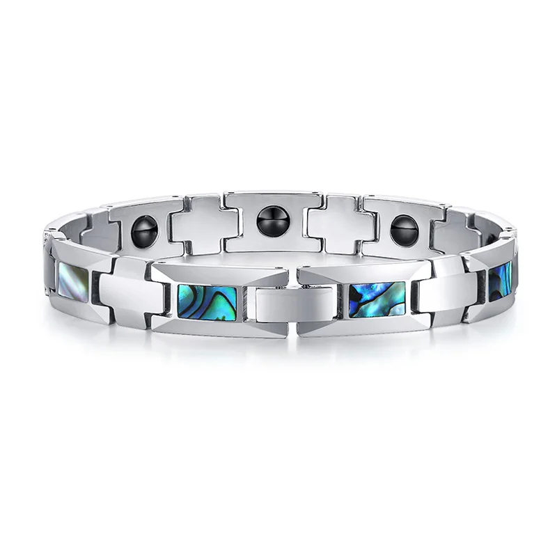 

Colorful Shell Inlaid Magnetic Pure Tungsten Carbide Bracelets for Men and Women Jewelry Wholesale