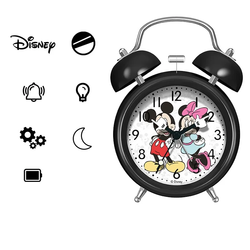 Disney Official Alarm Clock Timer Bedroom High Volume Micky Mouse Minnie Cartoon Students Boy Girl Cute Gift Quartz Strike Beep