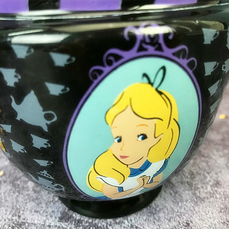 Disney Alice in Wonderland Action Figure Toys Three Layers Water Cups Alice Coffee Mug Cartoon Ceramic Cup Decoration Gift