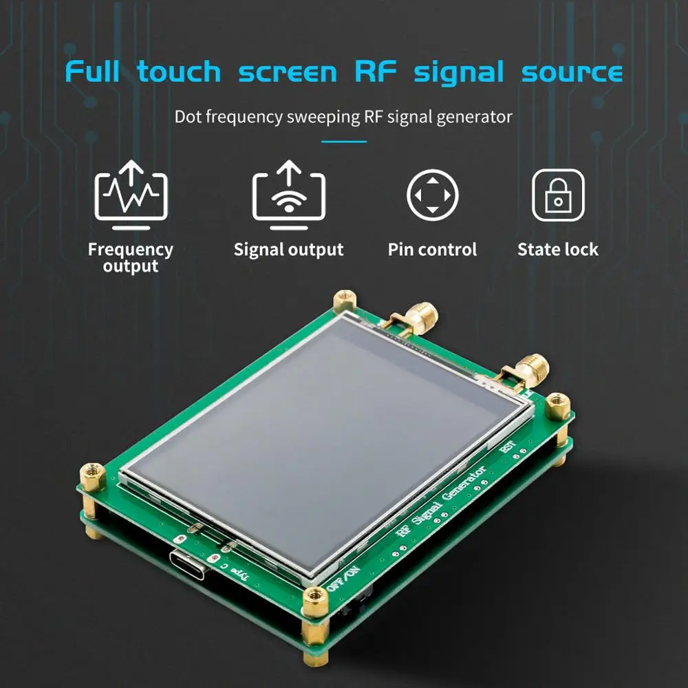 

HLZS-35-4400M ADF4351 ADF4350 RF Signal Source Signal Generator Wave/Point Frequency Sweep Touch Screen LCD Display Control