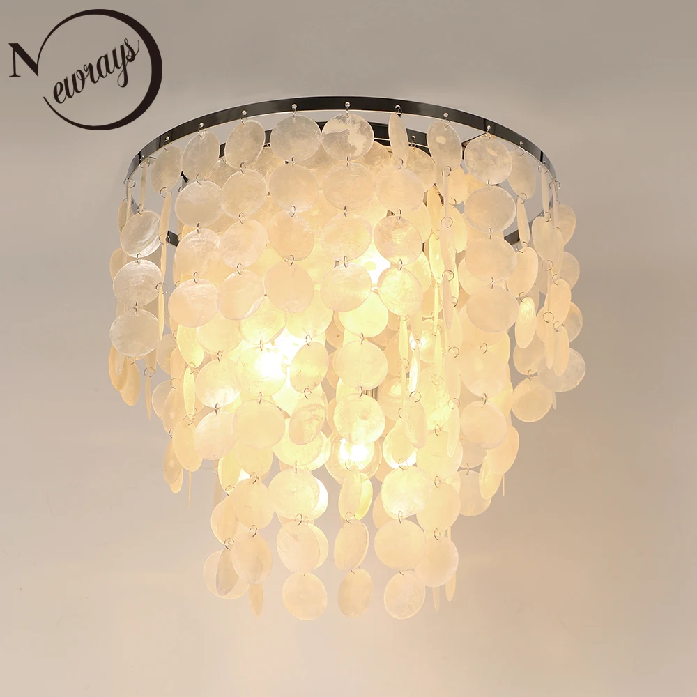 Modern natural seashell light ceiling & wall light E27/E14 shell lamp, Boho living room bedroom hotel aisle decor lights