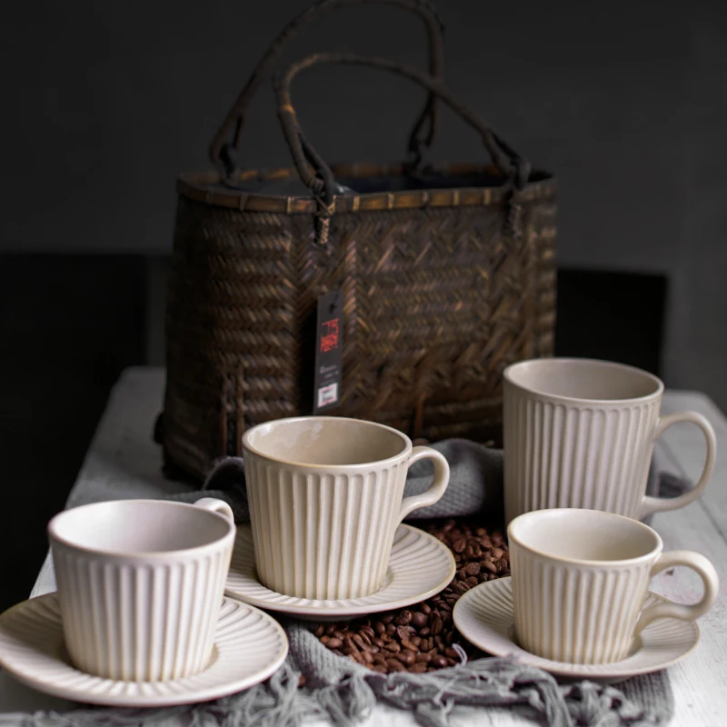 Japanese Retro Irregular Ceramic Coffee Cup Exquisite Saucer Set Cappuccino Cup Home Espresso Cups - Image 4