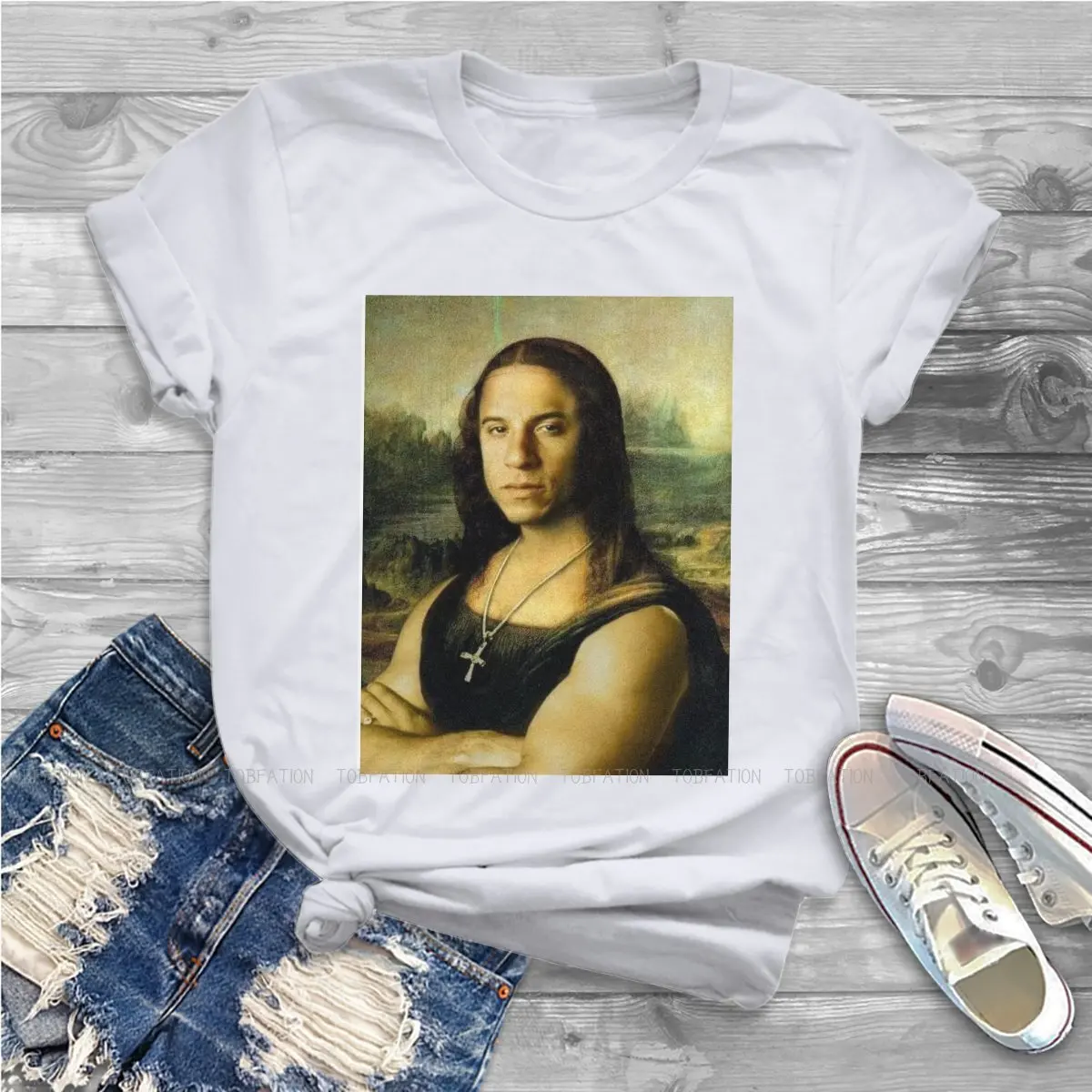 Vin Diesel Mona Lisa Cute Girls Women T-Shirt Fast and Furious Film Blusas Harajuku Casual Short Sleeve Vintage Oversized Tops