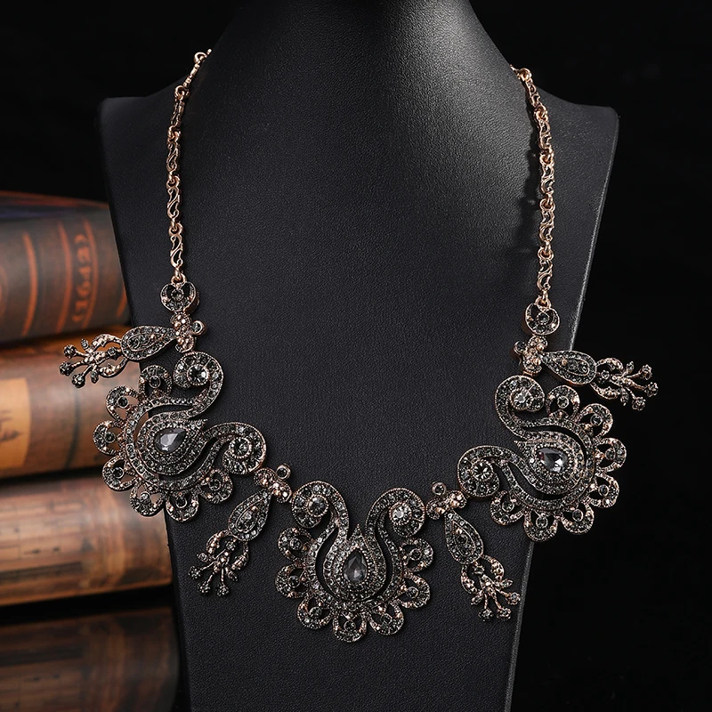 Fashionable Turkish Style Ethnic Jewelry Set Vintage Fancy Flower Jewelry Set Earring Necklace Ring Bracelet Crown Bijoux Gift