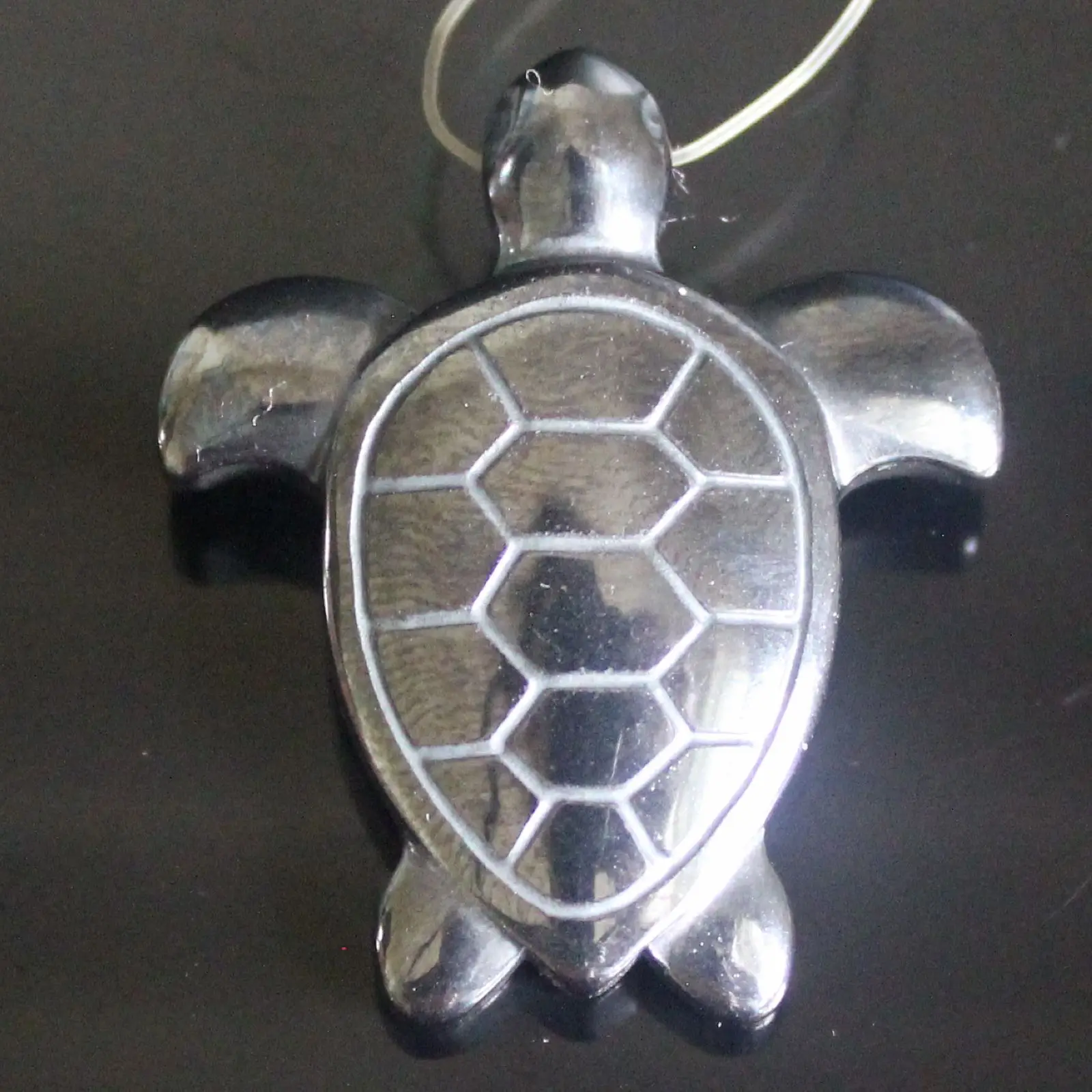 Mini Gemstone Hematite stone sea turtle animal pendant bead 32mm