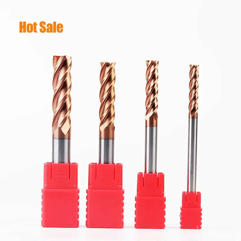 Big discount 1PC HRC60 4mm 5mm 6mm Solid Carbide Endmills 4 Flute 50L 75L 100L Side Milling Slotting Milling Cutter Face Mill