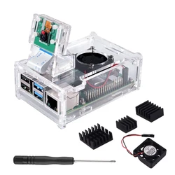 Raspberry Pi 4 Model B Case Support Camera Installation with Heatsinks Camera Case Holder Cooling Fan Acrylic Case for Raspberry