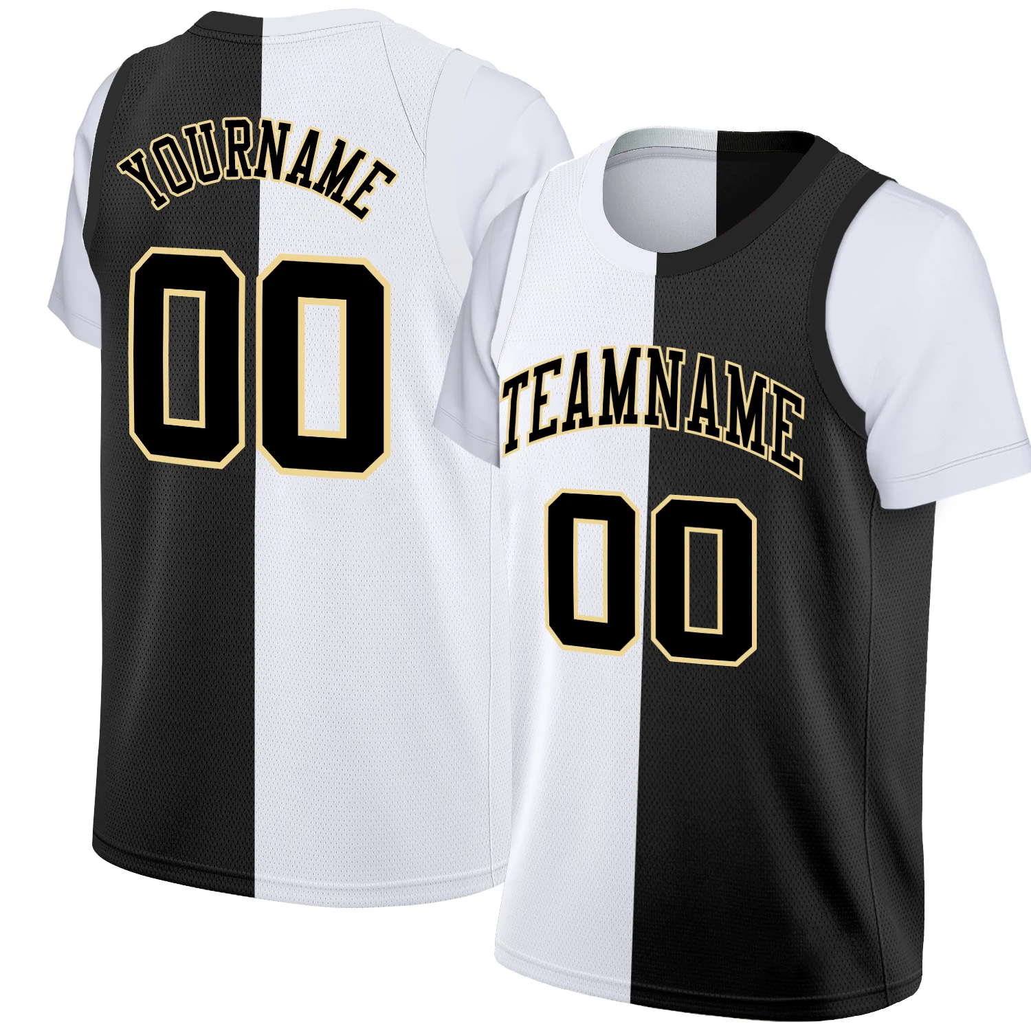 

Personalized Custom Unique Short-Sleeve Basketball Tee Shirt Print Team Name Number Split Design Basketball Jersey For Men/Youth