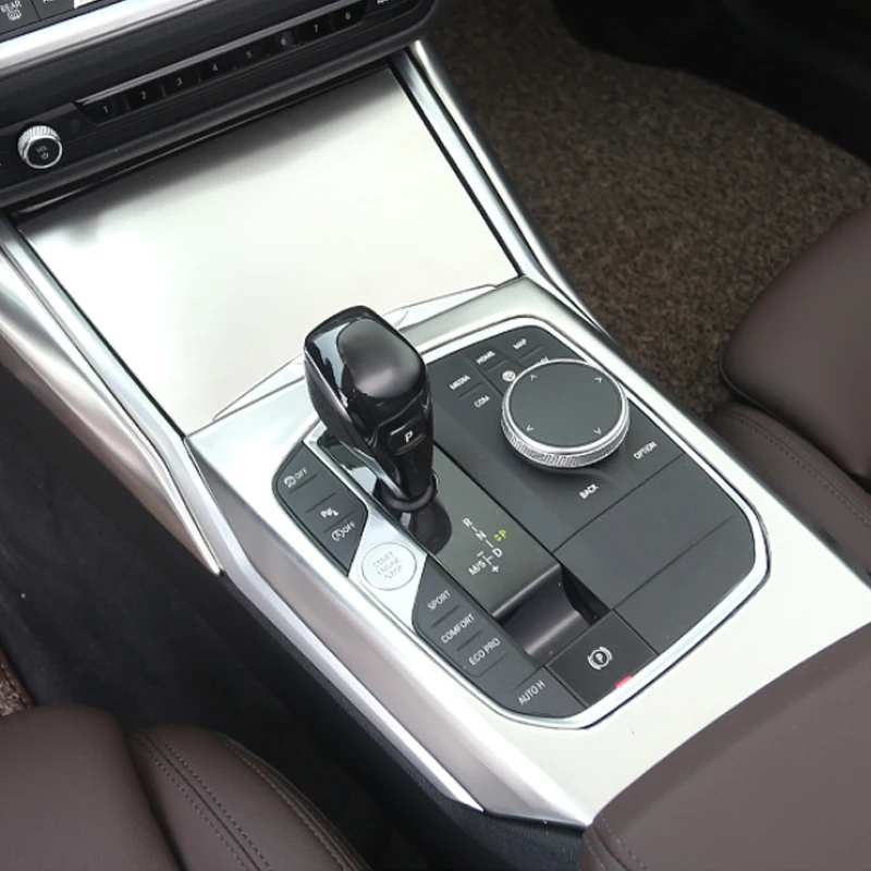 For BMW G20 G28 325 3 Series 2019 2020 ABS Carbon Fiber Chrome Car Center Console Gear Shift Decoration Panel Cover Trim
