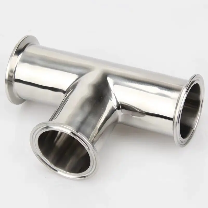 1Pcs 19mm-108mm O/D 304 Stainless Steel Sanitary Ferrule 3 Way Tee Connector Pipe Fitting 1.5