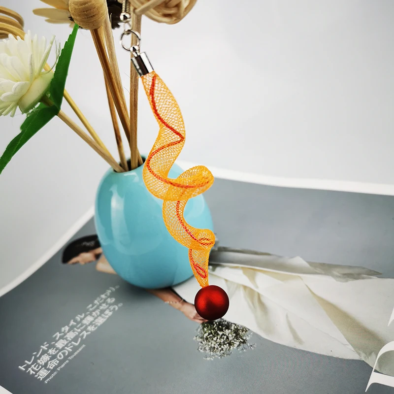 UKEBAY Mesh Jewelry Long Pearl Earrings Orange Earring For Women Gothic Drop Earrings Geometric Ear Accessories Birthday Gifts