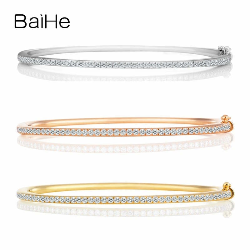 

BAIHE Solid 18K White Gold SI/H Natural Diamond Bracelet Women Men Wedding Gift Fine Jewelry Making Bracelet en diamant naturel