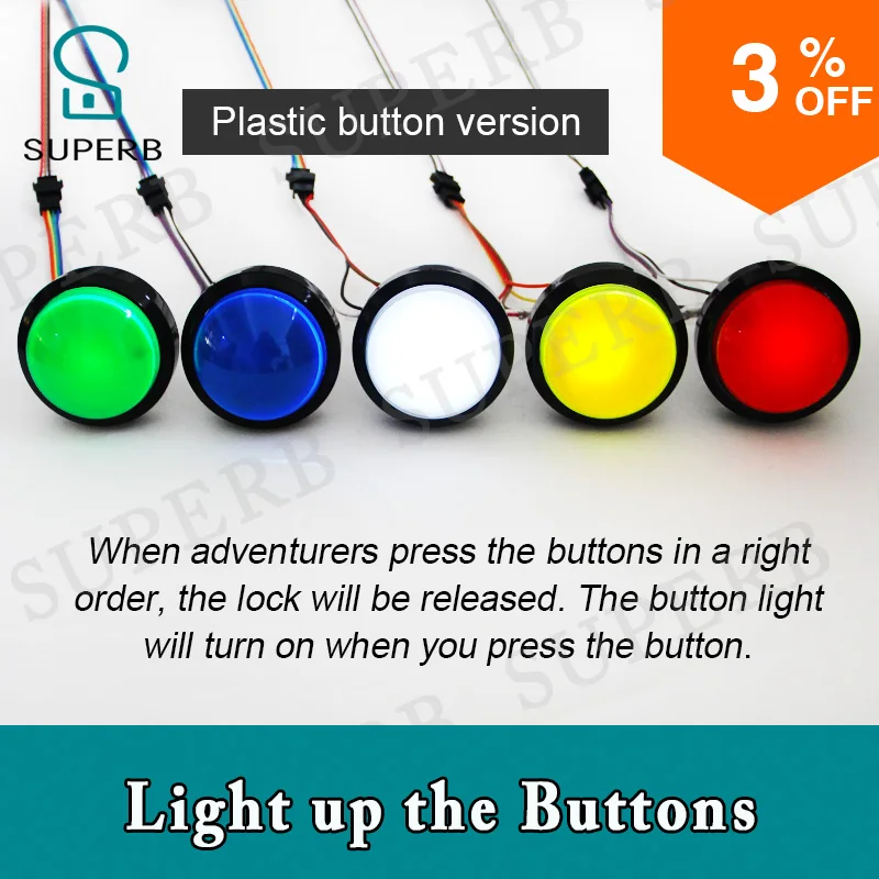 

Escape room Prop Light up the buttons in correct sequence to unlock real life adventure secret room escape game prop 1987 superb