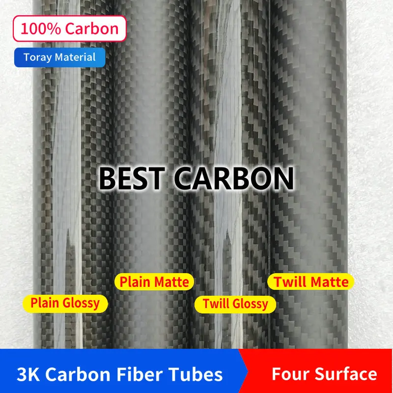 Free shiping 4 5 6 7 8 9 10 11 12mm with 500mm length High Quality Plain glossy 3K Carbon Fiber Fabric Wound Tube,  CFK TUBE