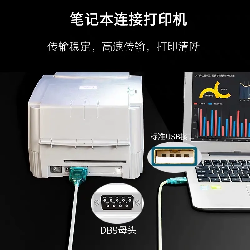 Cabo adaptador de impressora industrial de 9 pinos, usb para rs232 db9 com porta serial, suporta computador com máquina industrial, mac os