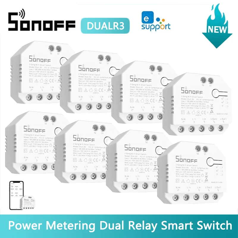 

SONOFF DUAL R3 2 Gang Dual Relay Smart Switch DUALR3 MINI DIY Switch Module Power Metering Via EWeLink Alexa Google Smart Home