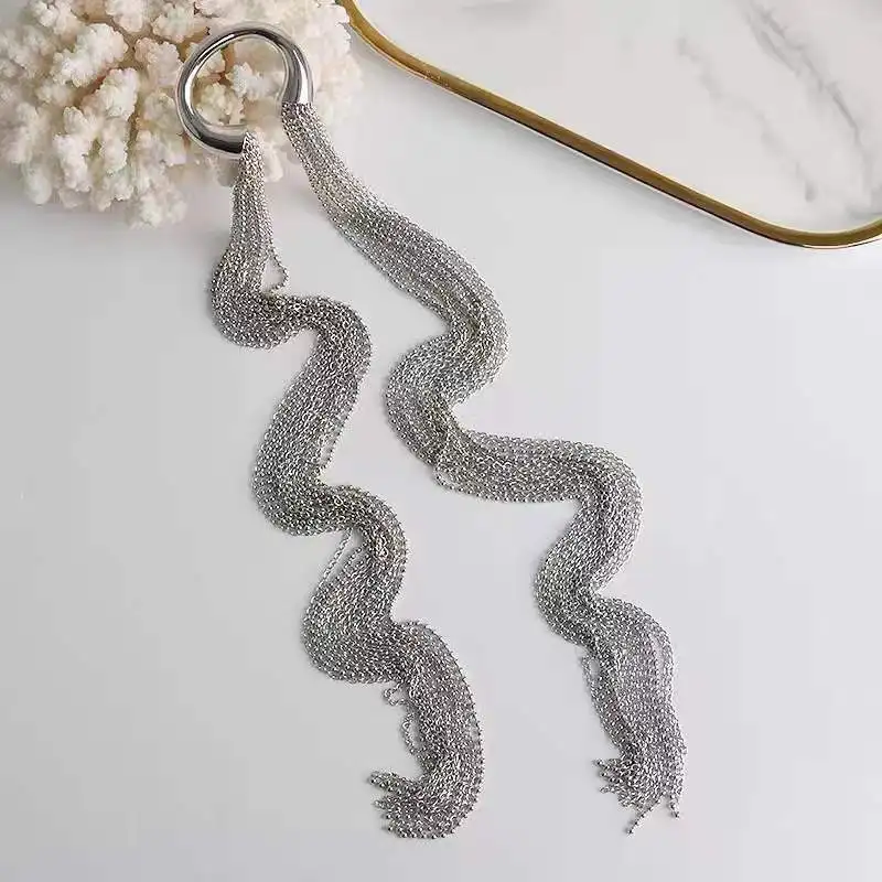 2022 alloy multilayer long tassel chain hair ring headdress women\'s temperament metal tassel back headdress jewelry accessories