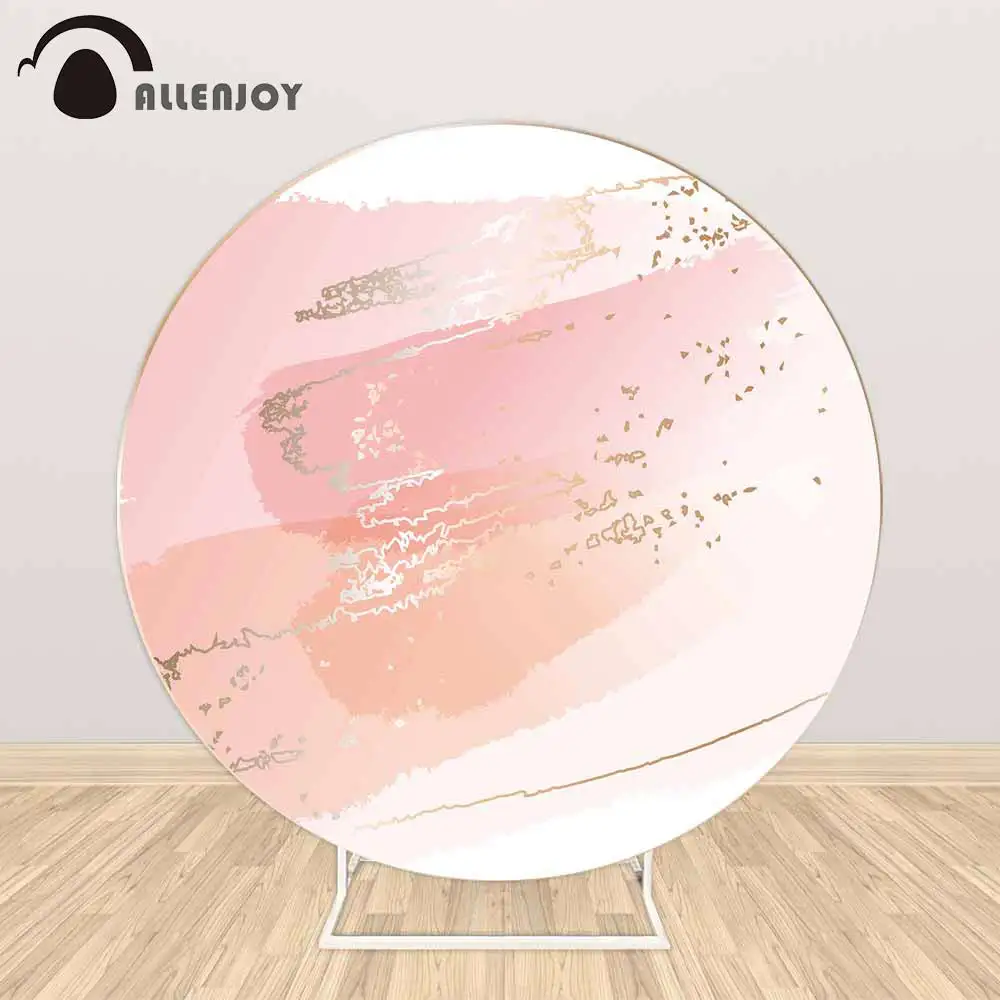 

Allenjoy Watercolor Splash Brush Round Circle Backdrop Covers Pink Graffiti Wedding Cake Tablecloth Backgrounds Pastel Wallpaper