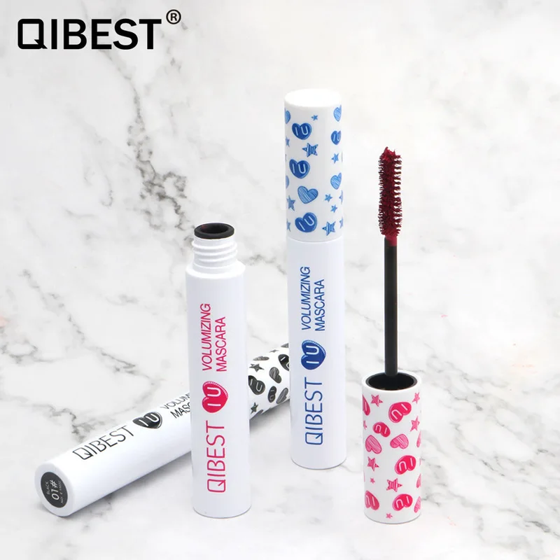 Qibest 7 Kleur Waterdichte Gekleurde Mascara 4d Rimel Inkt Oog Cosmetische Groen Bruin Blauw Curling Wimpers Verlenging Mascara Volume