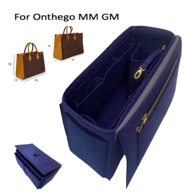 Bolso de mano para Onthego MM GM, organizador, delineador, Insert-3MM, fieltro Premium, hecho a mano, 20 colores