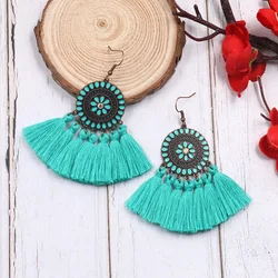 vintage Long Yellow Tassel Earring Crystal resin korean Vintage Big Flower Stud Earrings For Women Christmas earrings