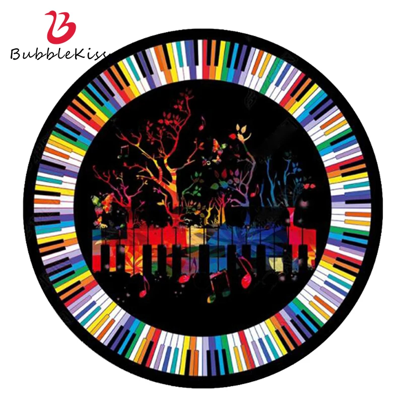 

Bubble Kiss Customized Round Carpet Colorful Piano Pattern Rug Home Living Room Coffee Tables Area Floor Mats Anti Slip Doormat