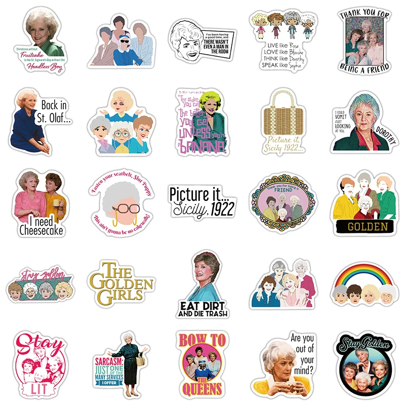 10/30/50Pcs Golden Girl Tv Show Graffiti Sticker Waterdicht Koelkast Guitar Laptop Motorfiets Skateboard Joke Decal klassieke Speelgoed