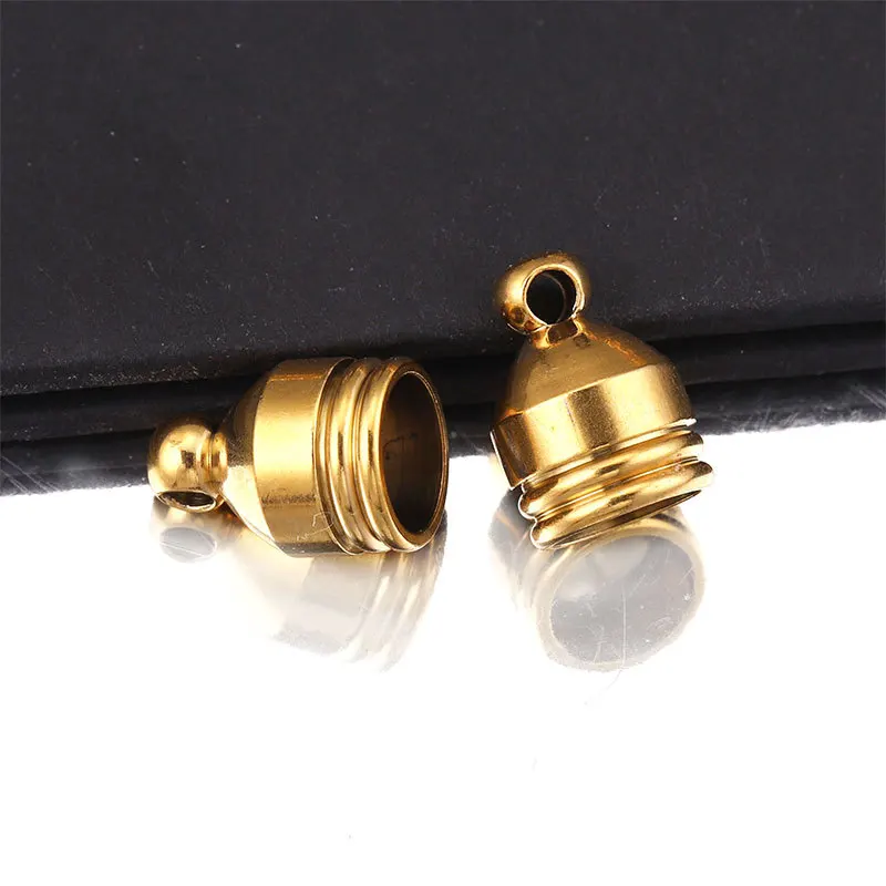 10pcs Gold-Plate Stainless Steel Clasps Hooks Cords End Caps Cord 4/5/6/7/8/10mm DIY Jewelry Making Findings Bracelet Necklace