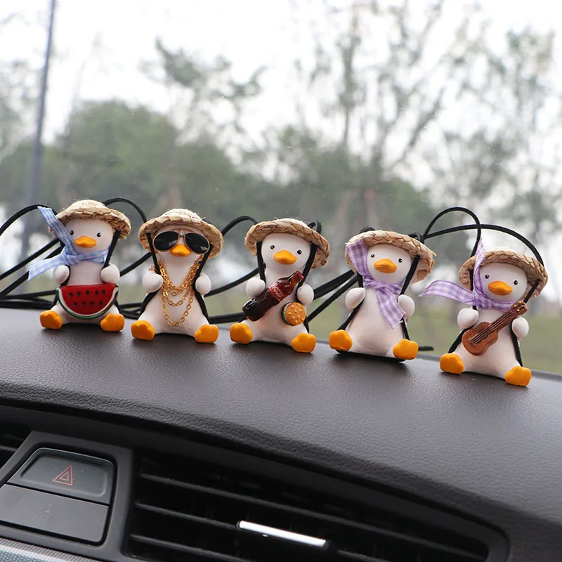 Gypsum Car Accessories Schoolbag Straw Swing Duck Pendant Auto Rearview Mirror Ornament Birthday Gift Car Decoraction Fragrance