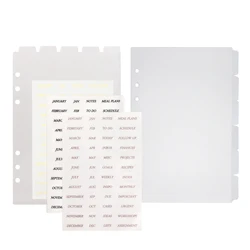 Frosted Top Tab A5 Binder Index Dividers 6 Ring Transparent Planner Journal Notebook Page Separators Index Separator Dashboard